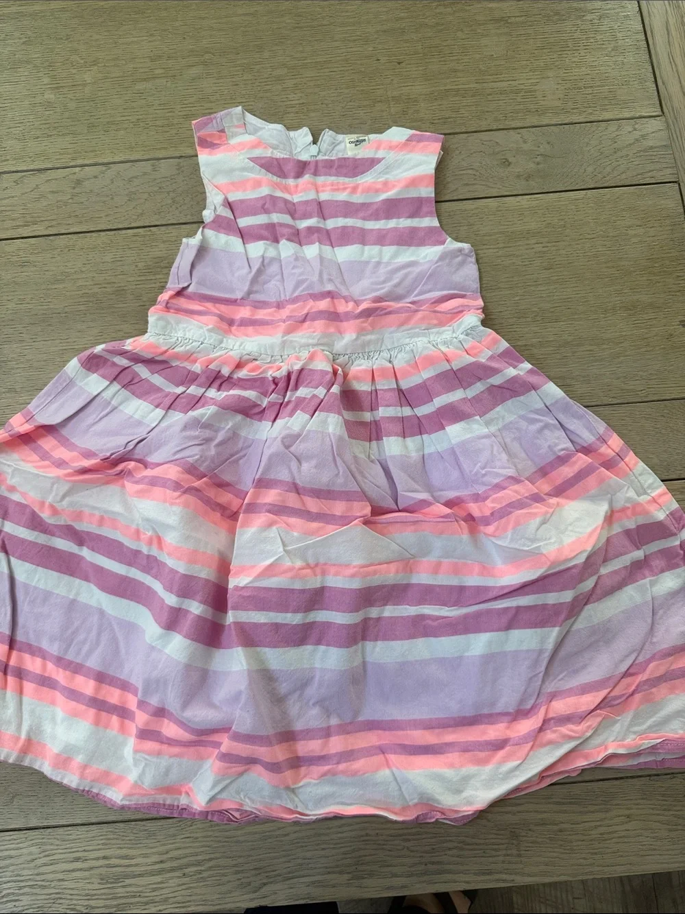 OshKosh B'gosh Pink, Lavender & White Striped Sleeveless Dress